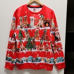 Festive Red Golden Retriver Shirt  Print Shirt